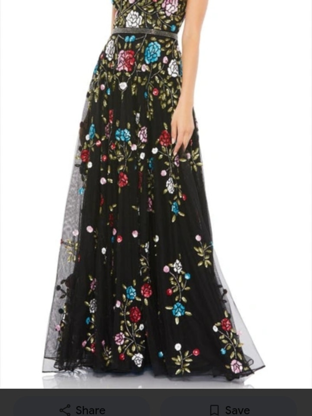 Mac Duggal Black Floral Embroidered Maxi Gown